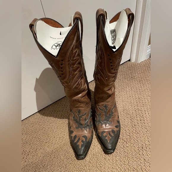 Dan Post Shoes - Dan Post Ladies Black and Brown Western Heeled Boots